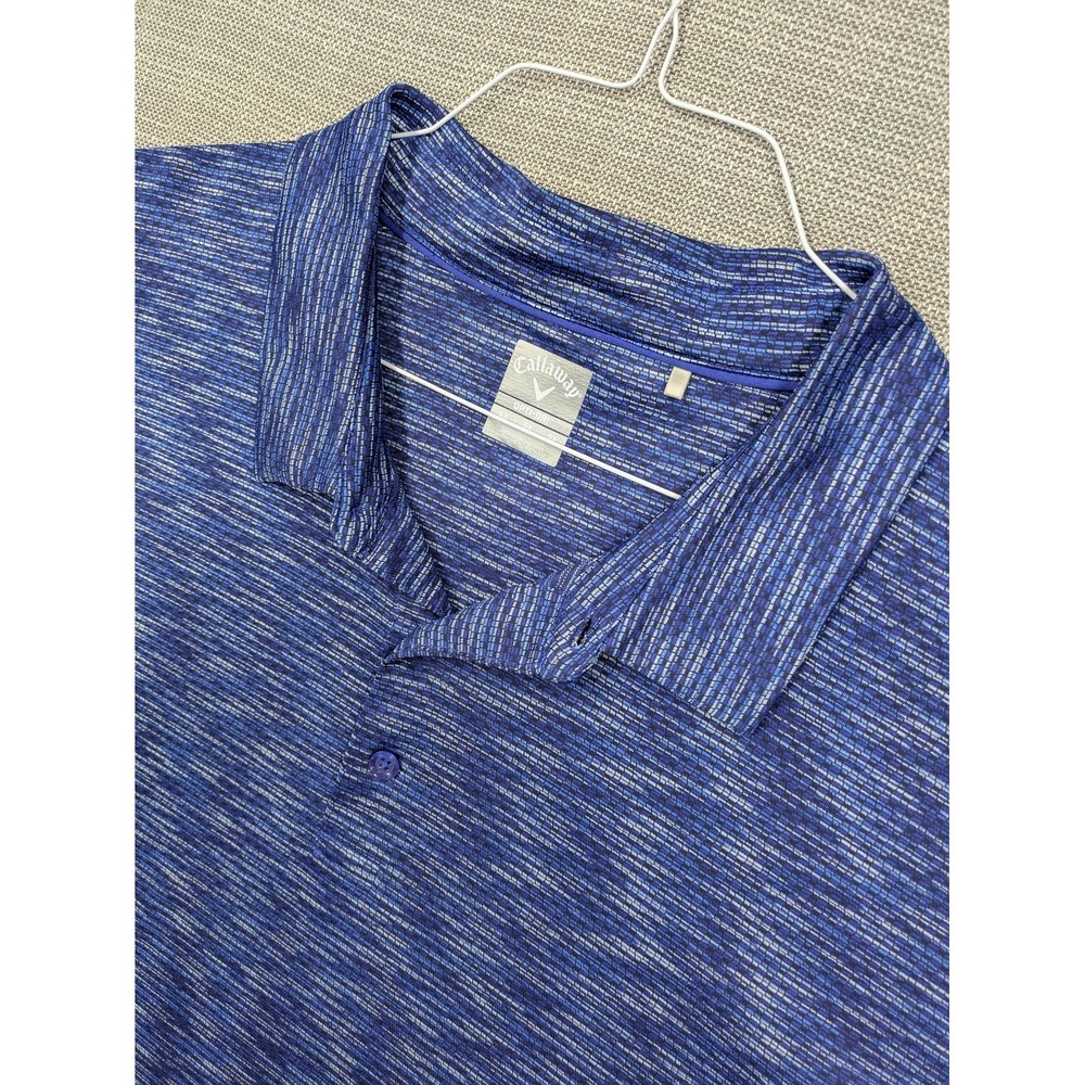 Callaway Opti Dri Polo Shirt Mens 5XL Blue Stripe Golf Performance Stretch